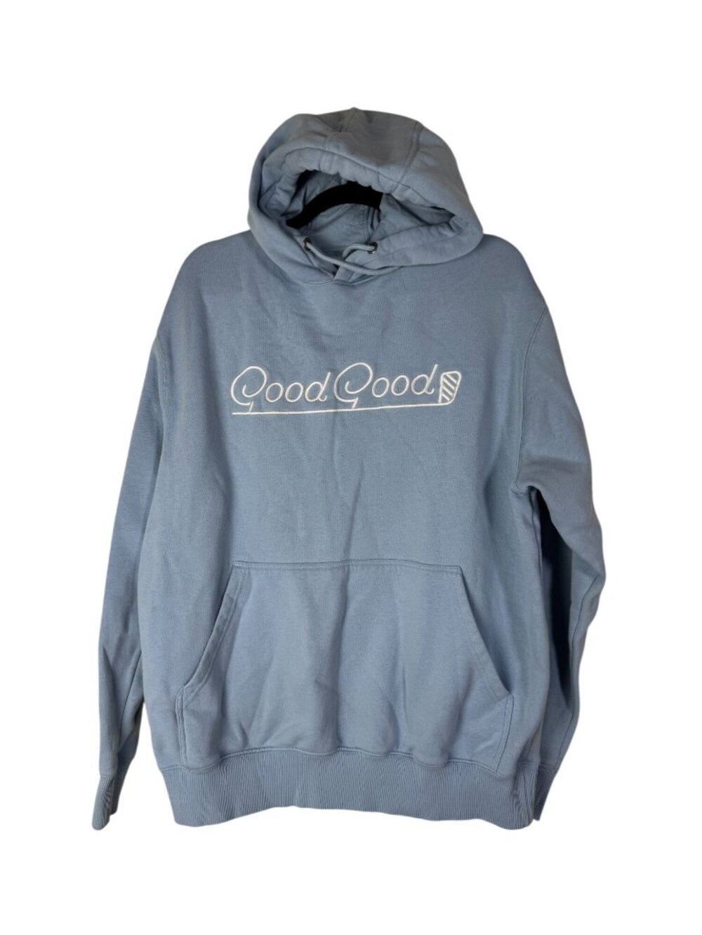 Good Good Blue Hoodie Mens Large Embroidered Logo Pocket Drawstring Hood Golf